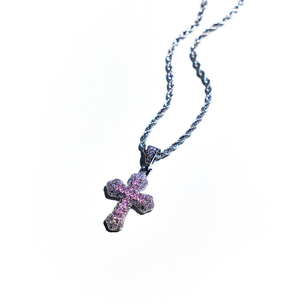 MiNi ZiRCONiUM CROSS ROPE CHAiN NECKLACE #111-1