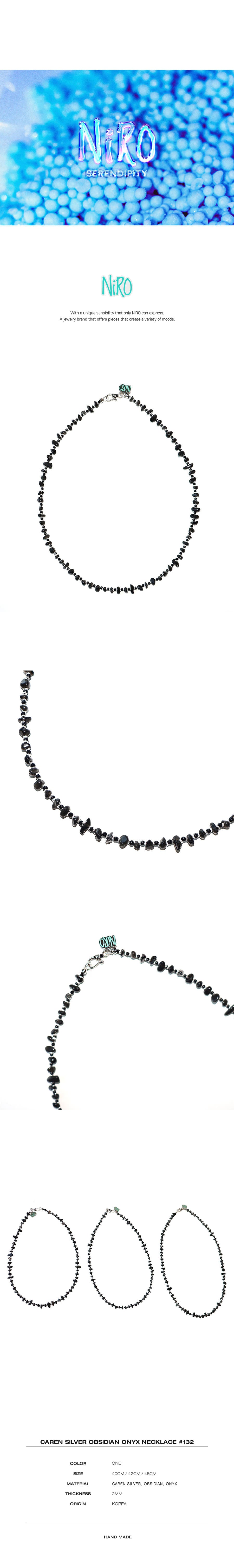 CAREN SiLVER OBSiDiAN ONYX NECKLACE #132