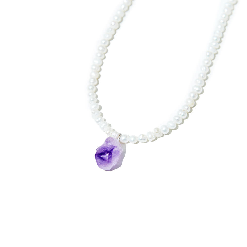 AMETHYST PURPLE POiNT PEARL NECKLACE #58