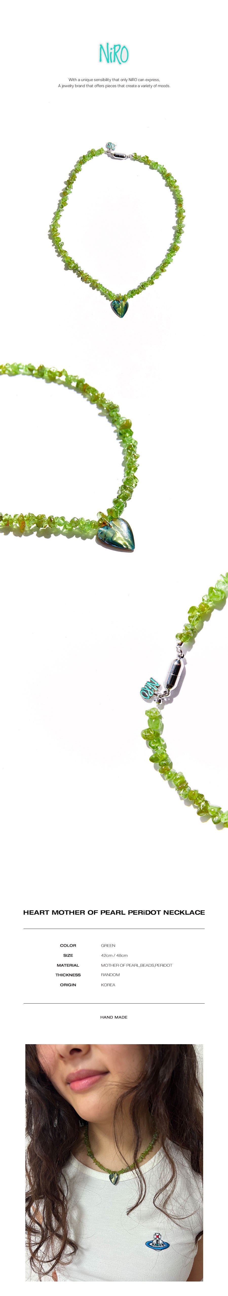 HEART MOTHER OF PEARL PERiDOT NECKLACE #75