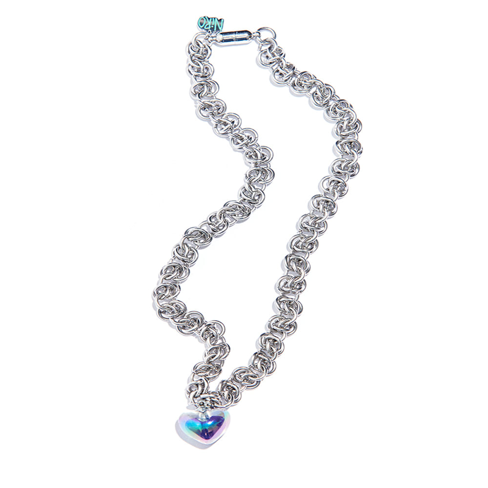 HOLOGRAM HEART BYZANTiNE CHAiN NECKLACE #93