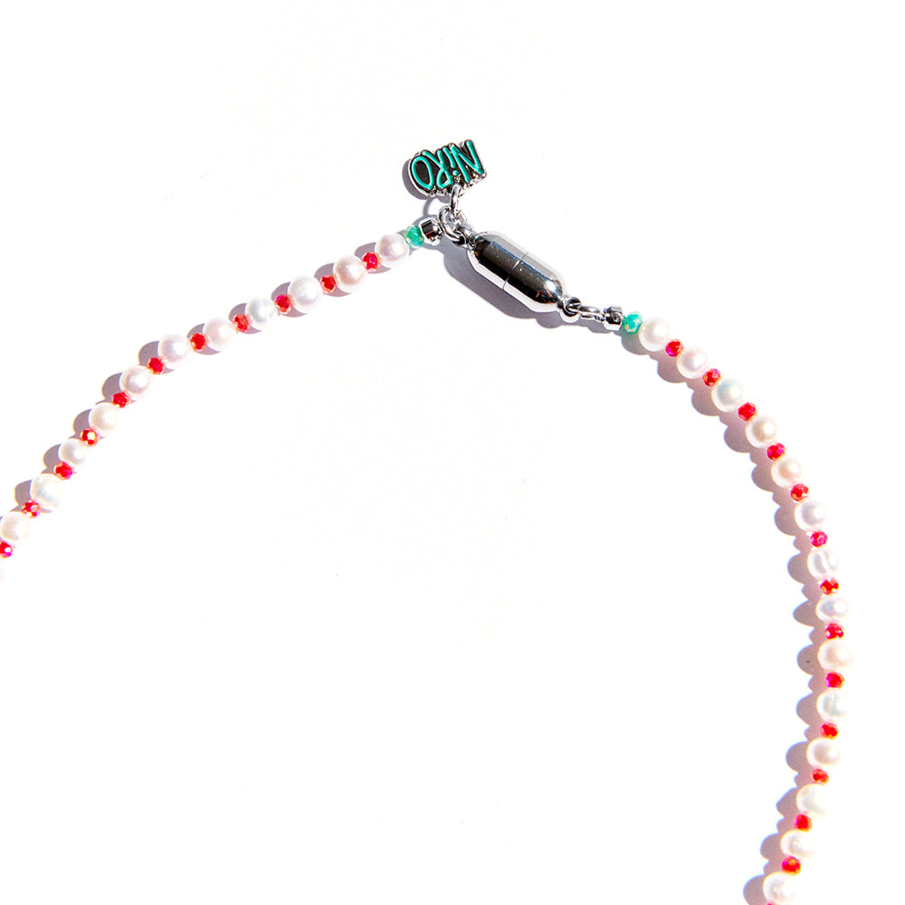 RED HEART BEADS PEARL NECKLACE #73