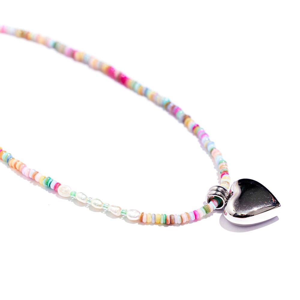 SURGiCAL HEART COLORFUL MOTHER OF PEARL NECKLACE #97