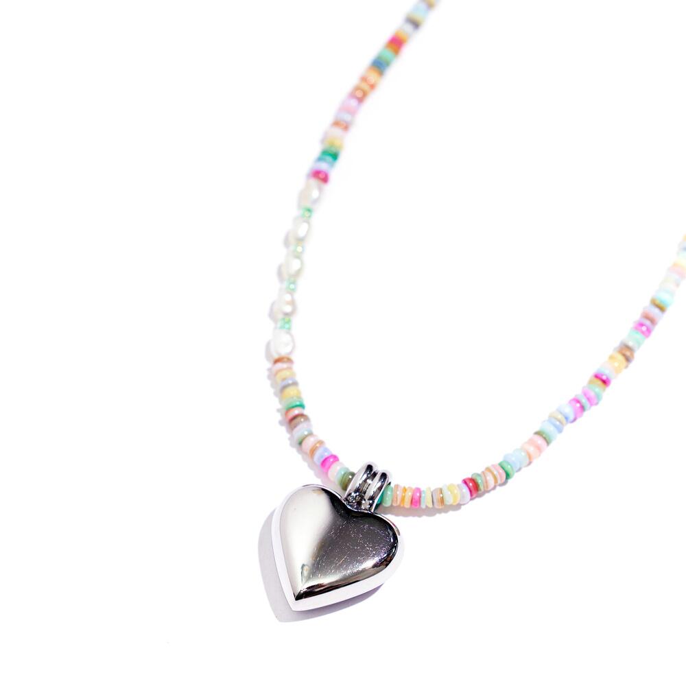 SURGiCAL HEART COLORFUL MOTHER OF PEARL NECKLACE #97