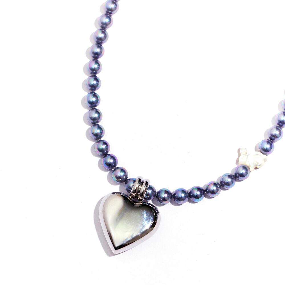 SURGiCAL HEART RABBiT BLACK PEARL NECKLACE #94