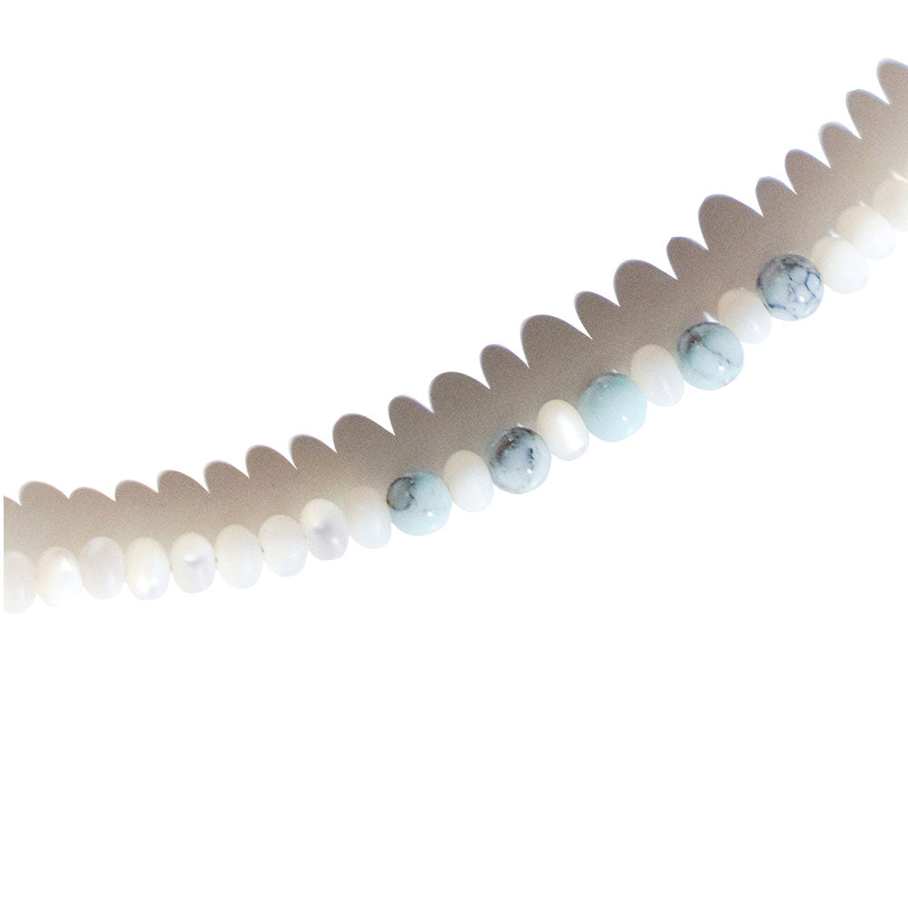 TURQUOiSE BLUE POiNT MOTHER OF PEARL NECKLACE #109