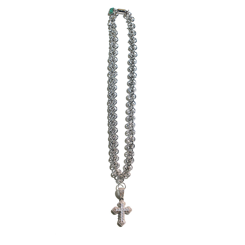ZiRCONiUM CROSS BYZANTiNE CHAiN NECKLACE #110