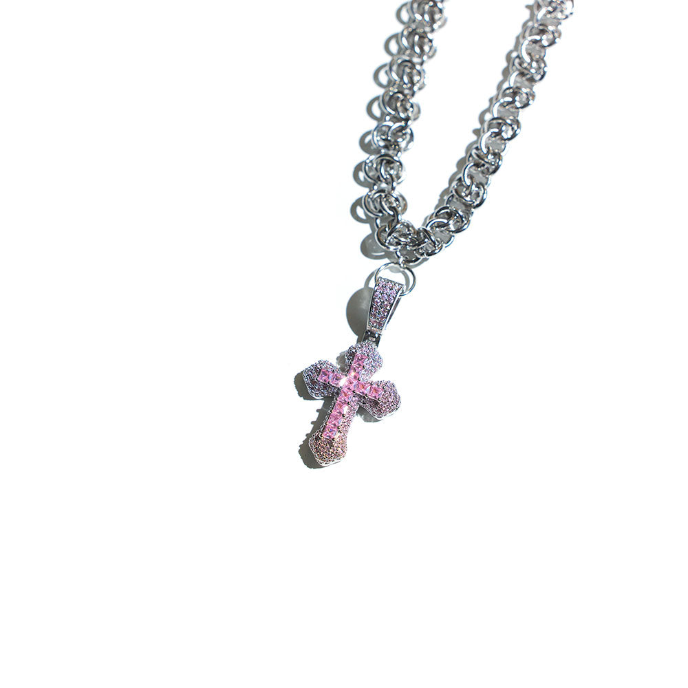ZiRCONiUM CROSS BYZANTiNE CHAiN NECKLACE #110
