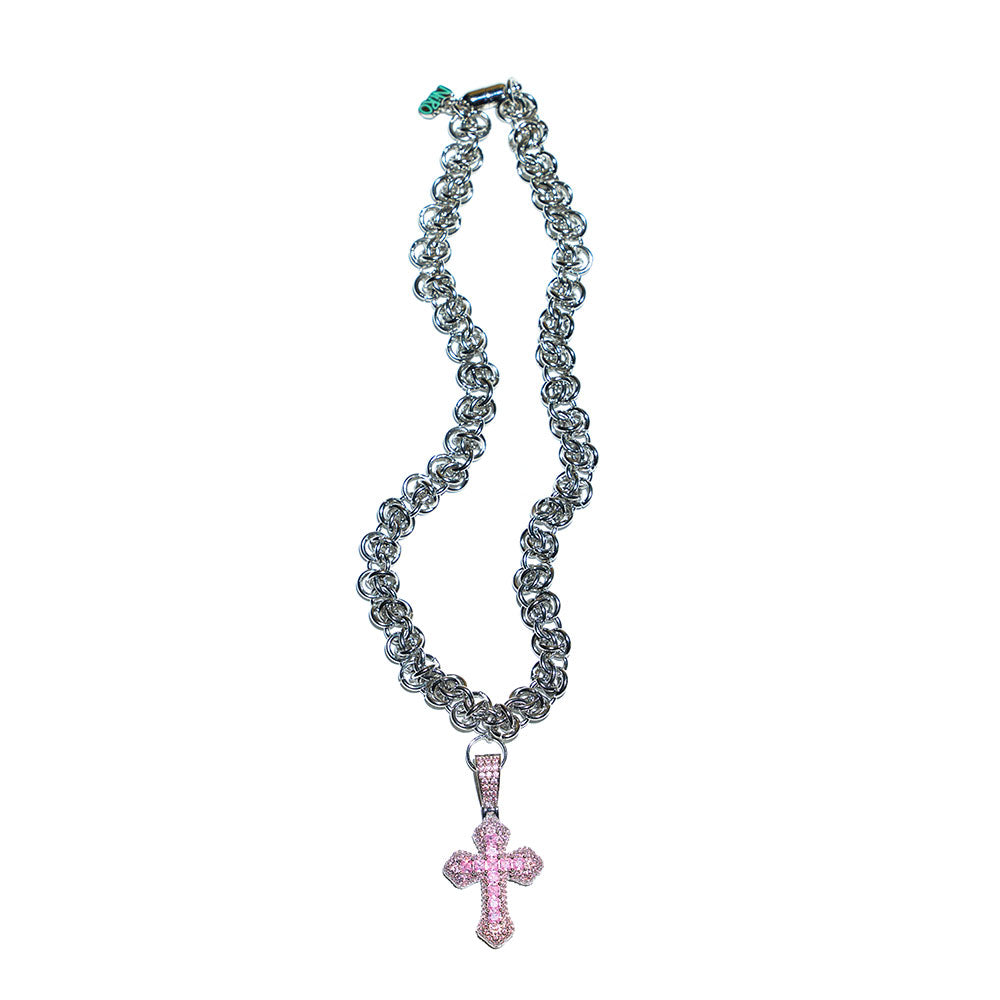ZiRCONiUM CROSS BYZANTiNE CHAiN NECKLACE #110