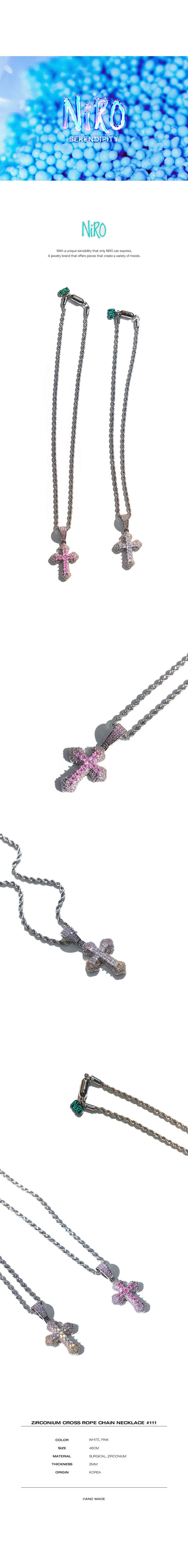 ZiRCONiUM CROSS ROPE CHAiN NECKLACE #111